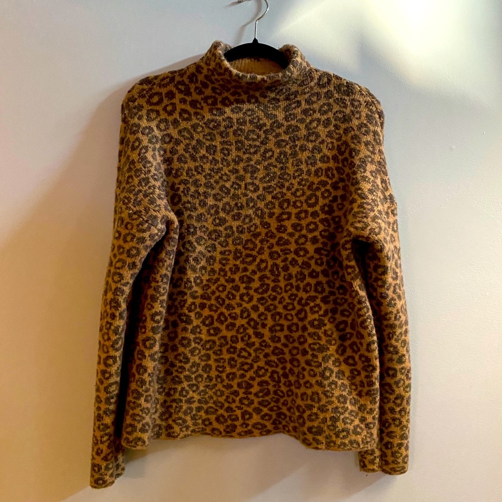 Christian Siriano Leopard Mock Neck Sweater